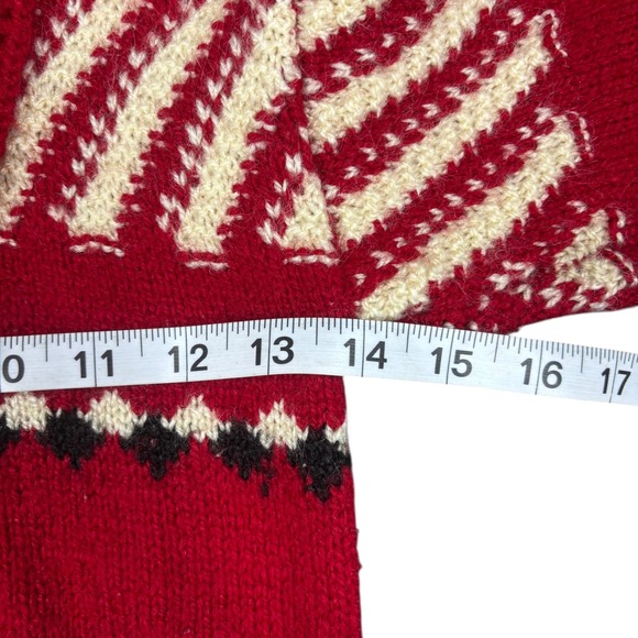 Kids Vintage Handmade Red Snowflake Fair Isle Knit Sweater Collar Button 3T est - Picture 4 of 6